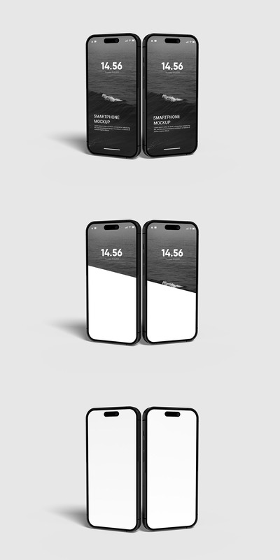 简洁的智能手机实物模型样机 (PSD,PDF)