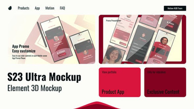 三星S23 Ultra曲屏手机App UI展示样机视频AE模板 (aep)