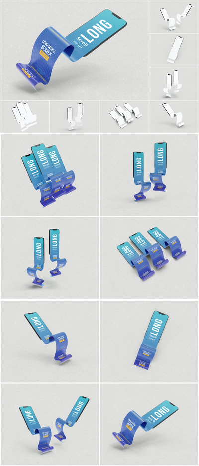 🔴长滚动微信公账号长图应用程序屏幕智能手机实物样机模型（PSD）