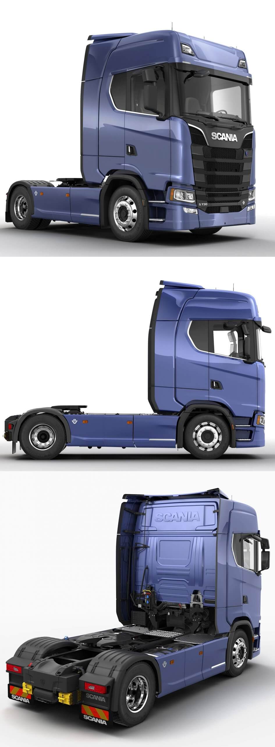 2016 Scania S 730 Highline 2-axle牵引车 卡车3D模型（OBJ,FBX,MAX）