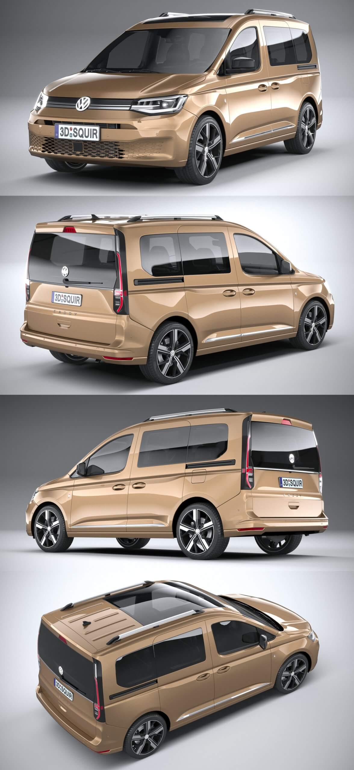 2021大众Volkswagen Caddy MPV汽车3D模型（OBJ,FBX,MAX）