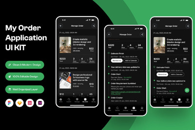 我的订单手机应用APP UI KIT (FIG,SKETCH,XD)