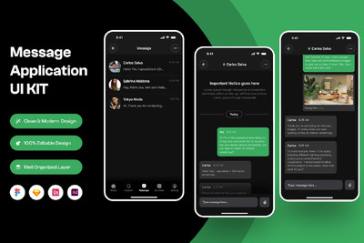 消息移动应用APP UI KIT (FIG,SKETCH,XD)