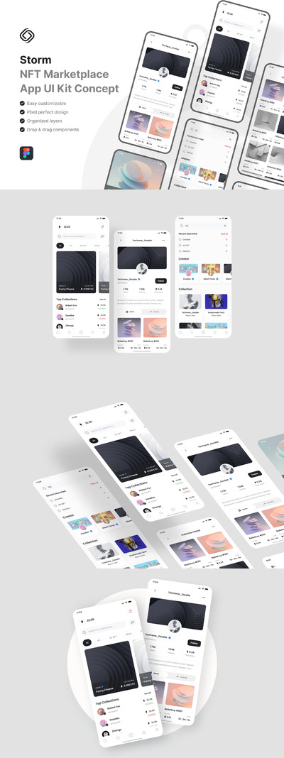 NFT市场移动应用APP UI KIT (FIG)