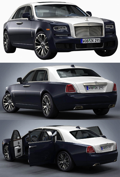 劳斯莱斯Rolls-Royce Ghost EWB汽车3D模型（OBJ,FBX,MAX）
