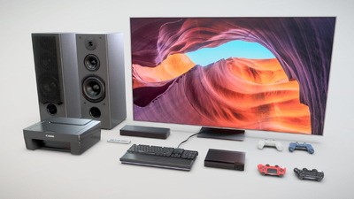 包含电视机 游戏机 打印机 音箱 DVD播放机的电器数码产品组合3D模型（FBX,BLEND）