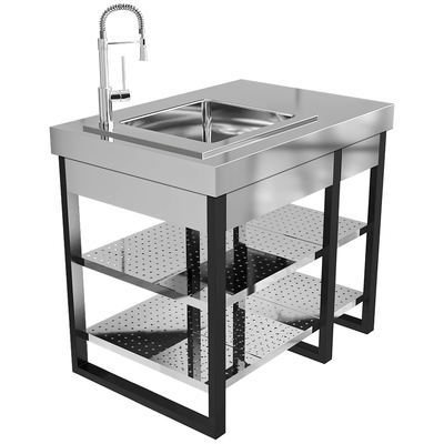 Fogher L号带置物架的金属户外厨房水槽3D模型（OBJ,FBX,MAX）