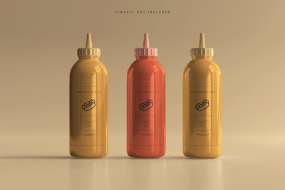 塑料挤压酱料瓶瓶身包装设计样机模板[psd]