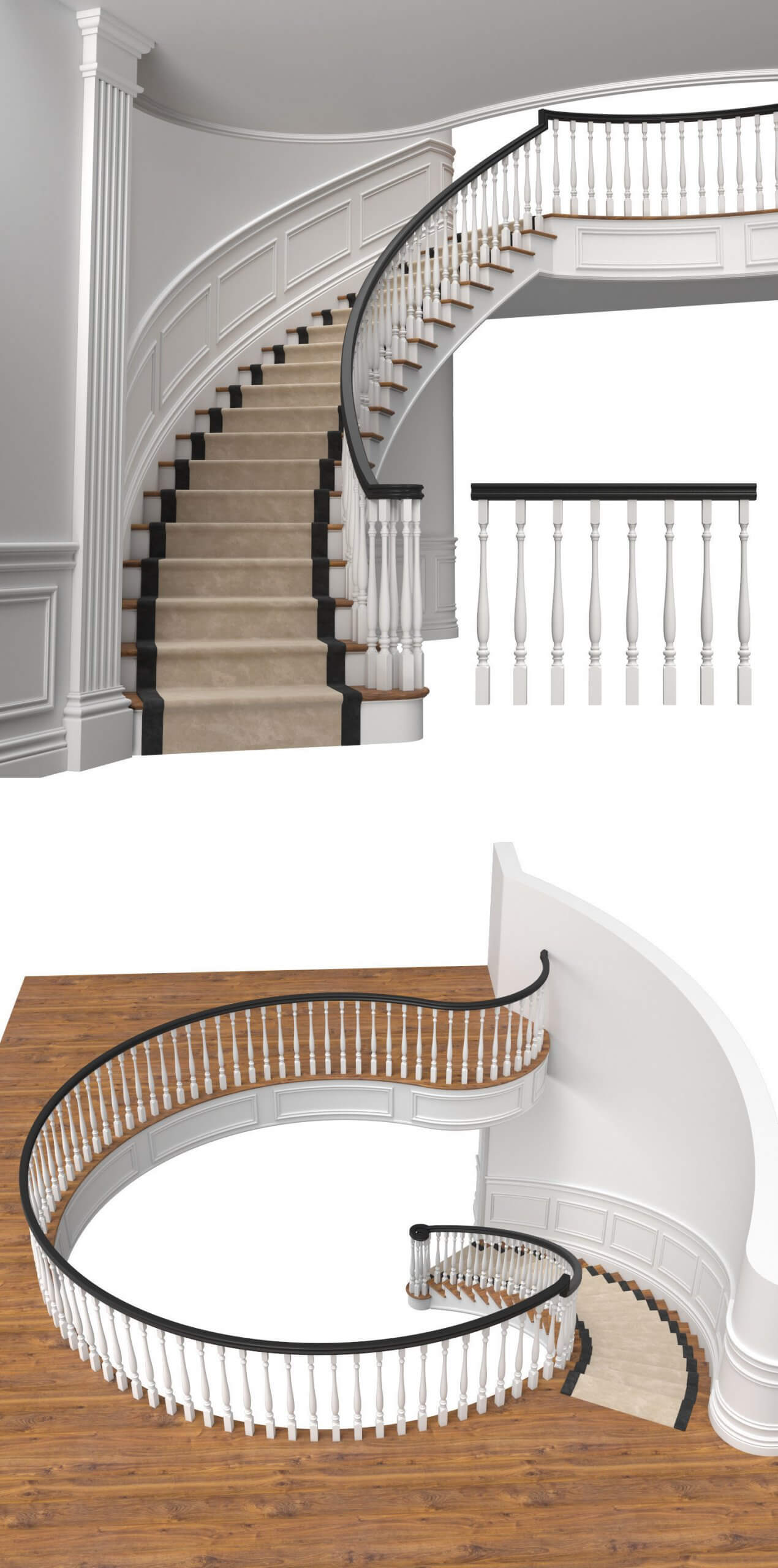 经典螺旋楼梯3D模型（OBJ,MAX）