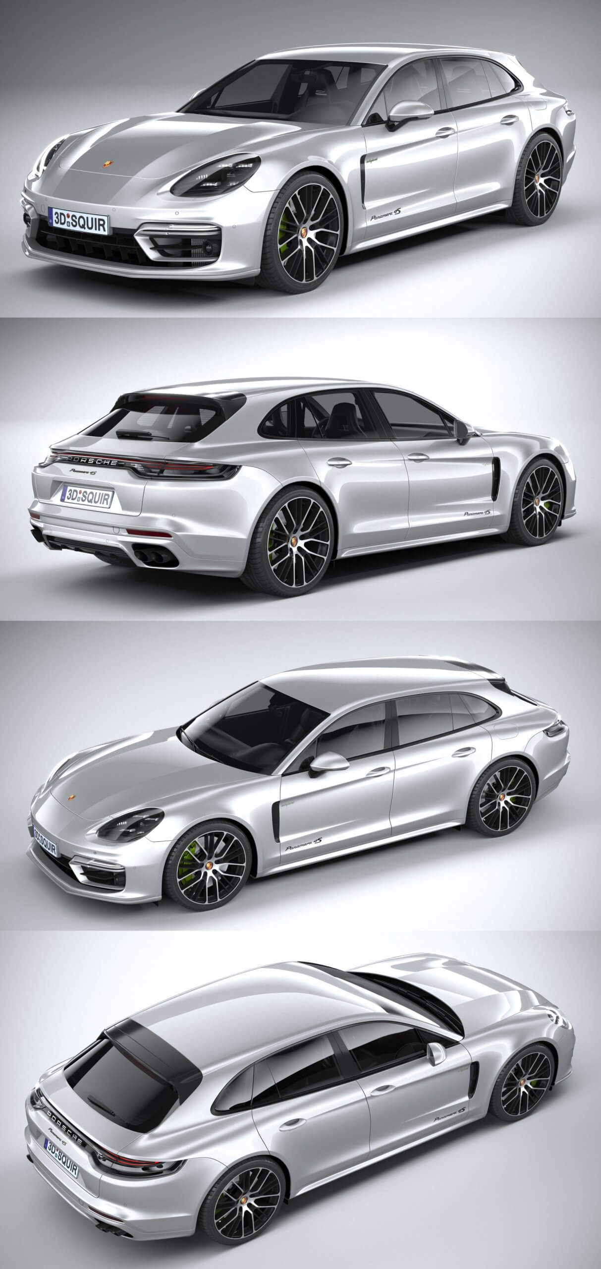 2021款保时捷Porsche Panamera 4 E-hybrid Sport Turismo汽车3D模型（OBJ,FBX,MAX）