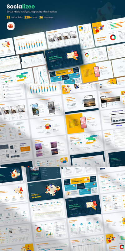 社交媒体分析报告PPT模版 (PPTX)