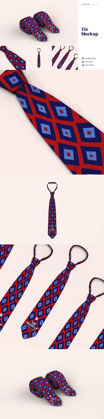 领带实物模型4视图样机 (PSD)
