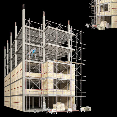 施工中的高楼建筑3D模型（OBJ,MAX）
