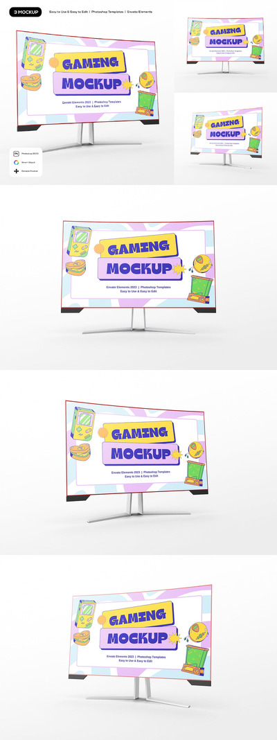 游戏PC显示器实物模型样机 (PSD)