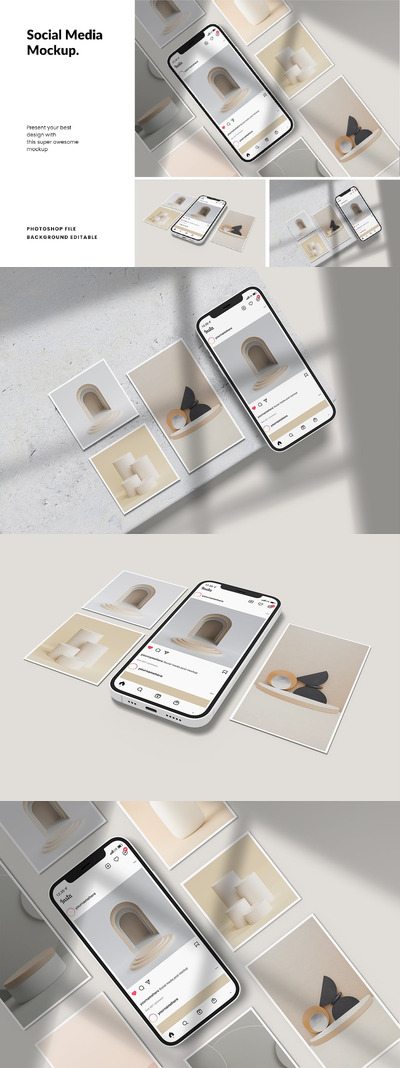 手机社交媒体帖子模型样机 (PSD)