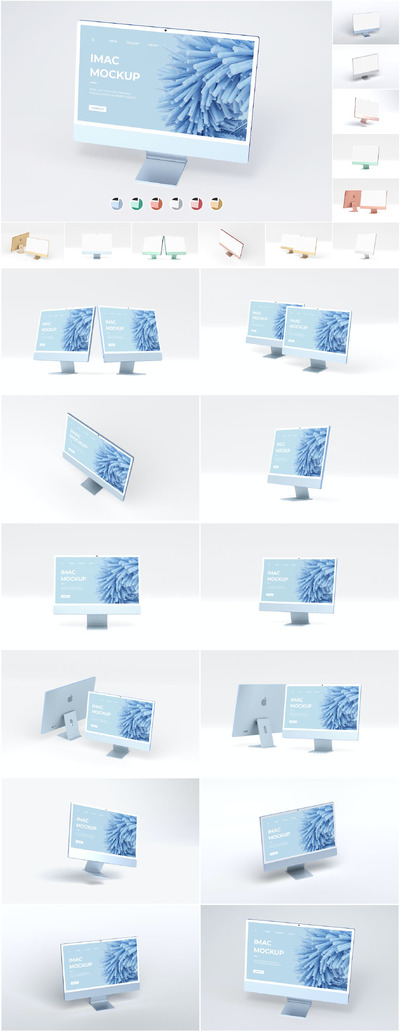 新款iMac 24英寸实体模型套装样机 (PSD,JPG)