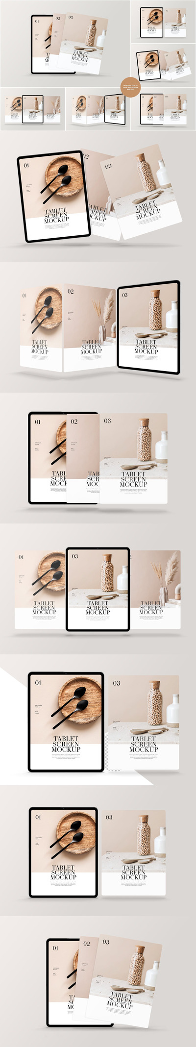 🔴带应用程序屏幕模型的人像平板电脑UI样机展示模型mockups