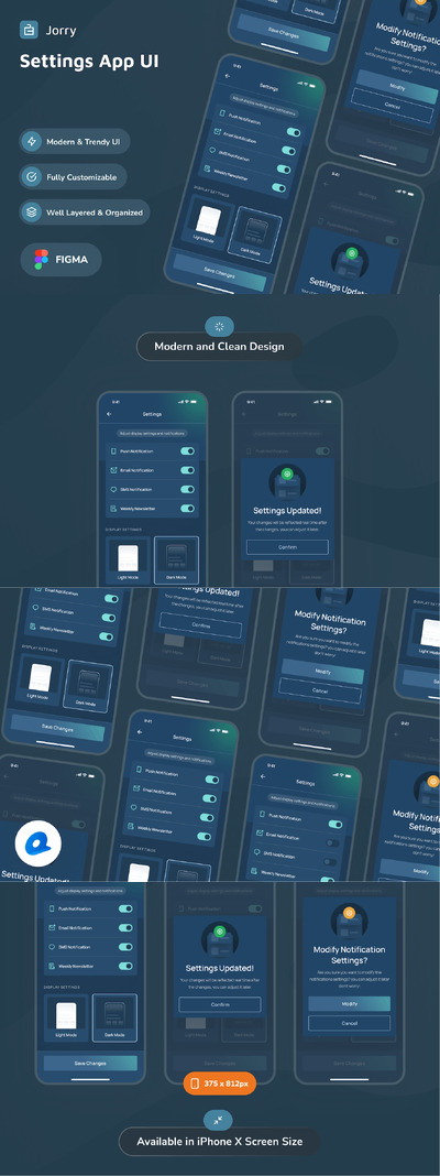 设置暗模式应用APP UI kit (FIG)