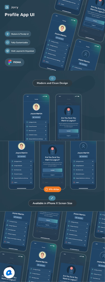 配置文件暗模式应用APP UI kit (FIG)