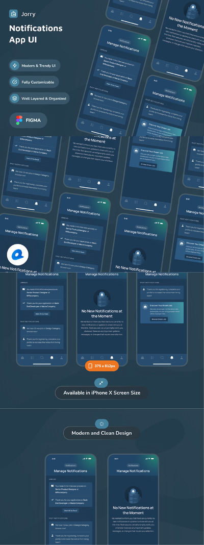 通知暗模式应用APP UI kit (FIG)