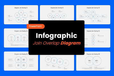 图形连接重叠数据图表ppt模板 (PPTX)