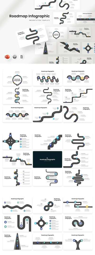 路线图信息图表ppt模板 (PPTX)