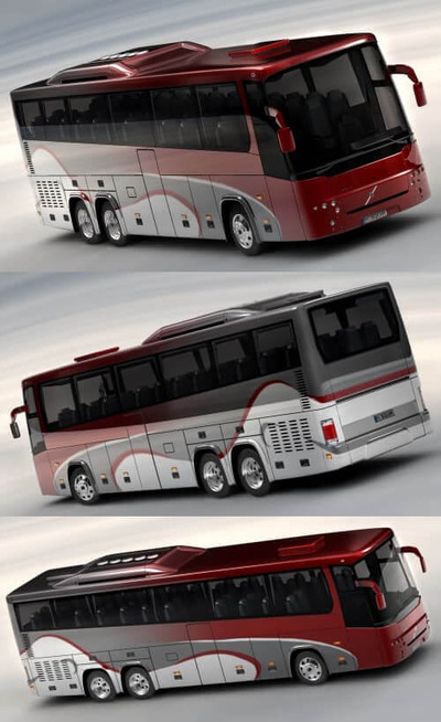 2004款沃尔沃Volvo 9900巴士3D模型（OBJ,FBX,MAX）