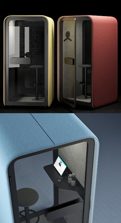 Martela podbooth单人隔音工作间 办公室隔间3D模型（OBJ,MAX）