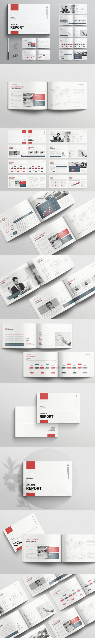 年度报告横向宣传册模板 (INDD)