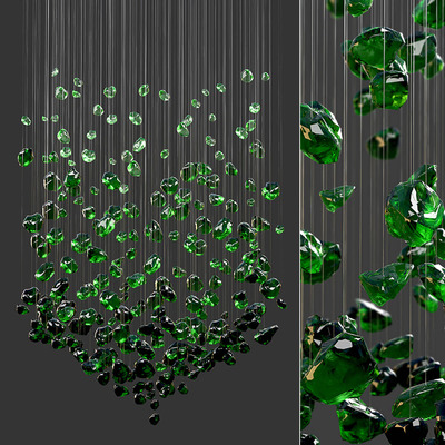 V型绿宝石吊灯3D模型（OBJ,MAX）