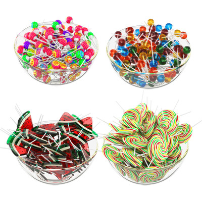 玻璃碗中的棒棒糖 糖果3D模型（FBX,MAX）