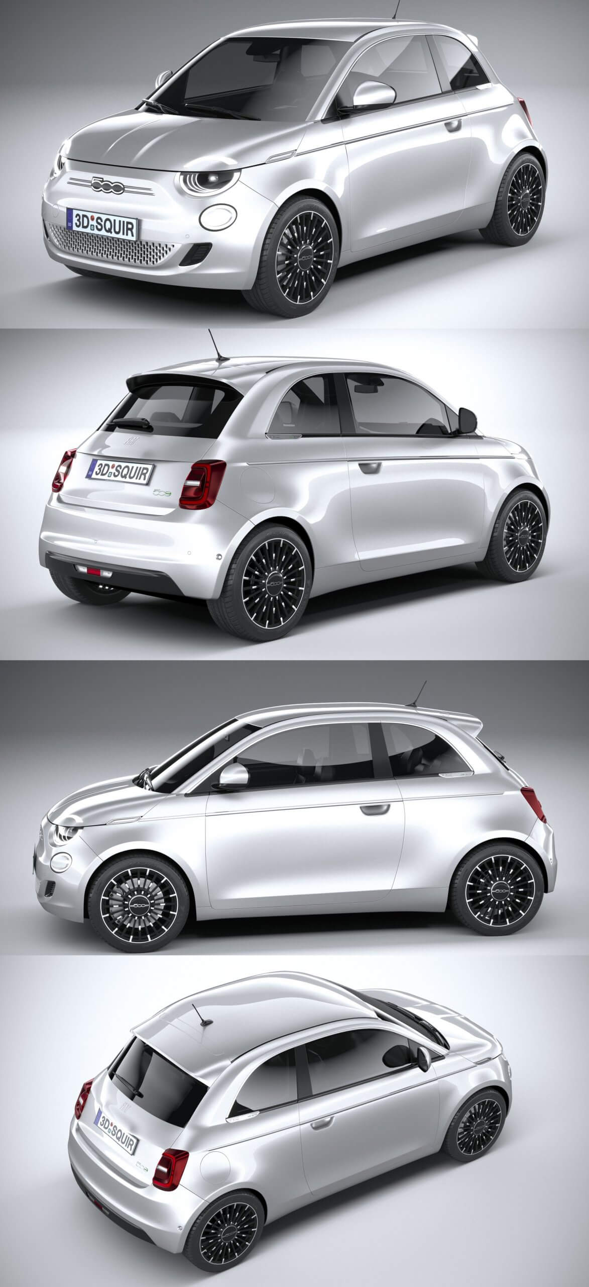 2021 Fiat 500小型电动汽车3D模型（OBJ,FBX,MAX）