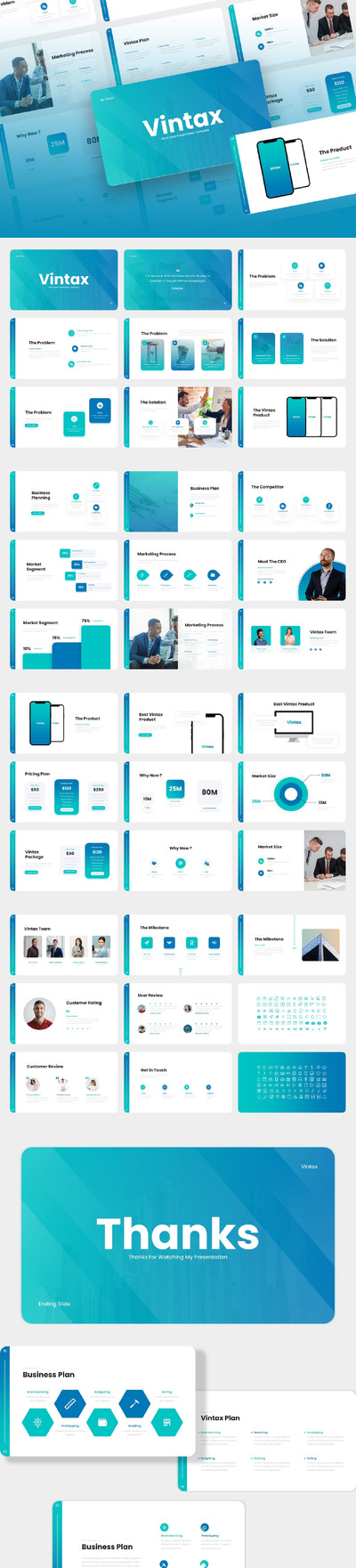 蓝色主题多用途宣传资料ppt模板 (PPTX)