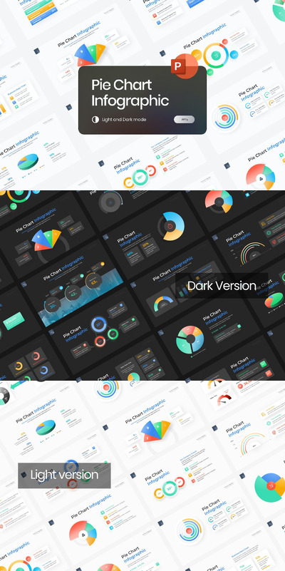 饼图信息图表渐变ppt模板 (PPTX)