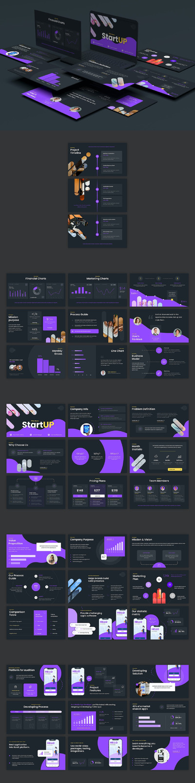 深色创业项目ppt模板 (PPTX,PPT)