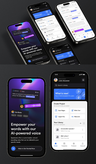 AI语音生成器移动应用APP UI KIT (FIG)