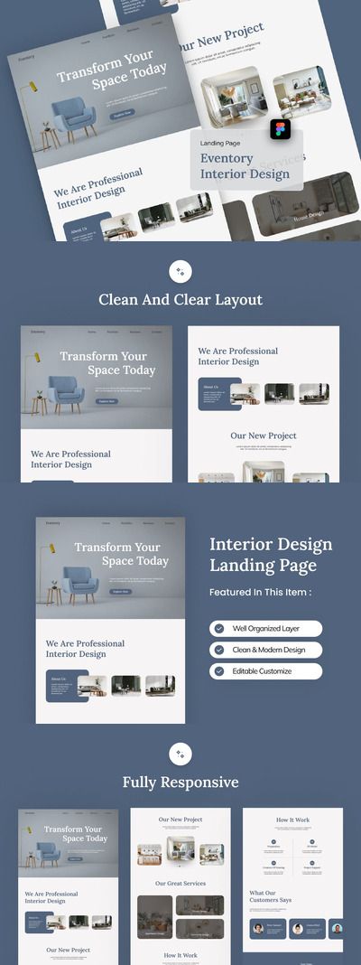 现代室内设计着陆页网页模版 (FIG)