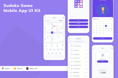 数独游戏手机应用APP UI KIT (SKETCH,FIG,XD)