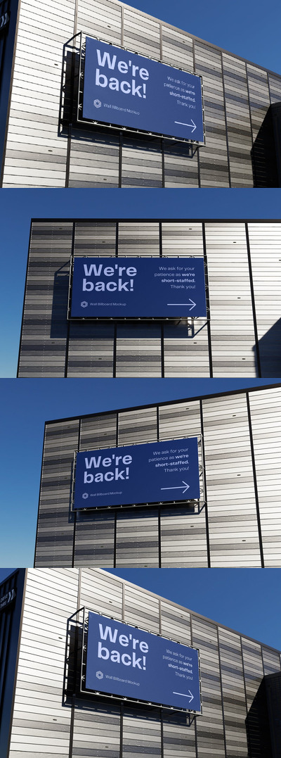 墙上铁架广告牌样机 (PSD)