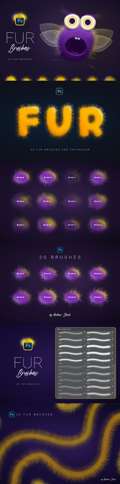 毛发Photoshop笔刷 (ABR)