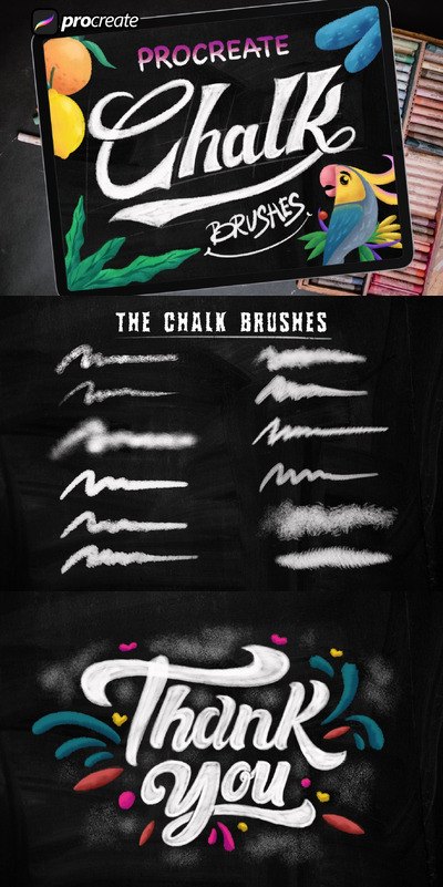 白垩生procreate创意插画笔刷 (BRUSHSET)