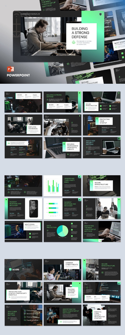 🔴时尚高端专业的高品质技术网络安全服务powerpoint幻灯片演示模板（pptx）