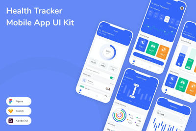 健康追踪器移动应用APP UI KIT (SKETCH,FIG,XD)