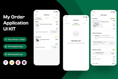 我的订单手机应用APP UI KIT (FIG,SKETCH,XD)