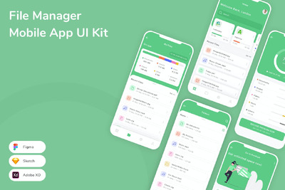 文件管理移动应用APP UI KIT (SKETCH,FIG,XD)