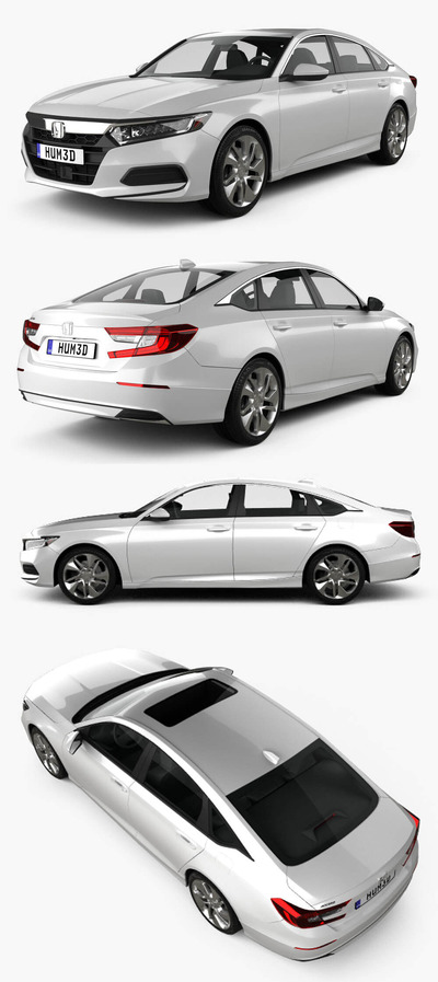 2018本田Honda Accord LX US-spec sedan汽车3D模型（OBJ,FBX,MAX）