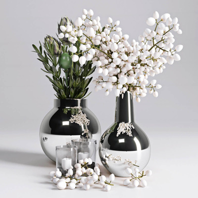 装饰花瓶中的洋蓟花束3D模型（OBJ,FBX,MAX）