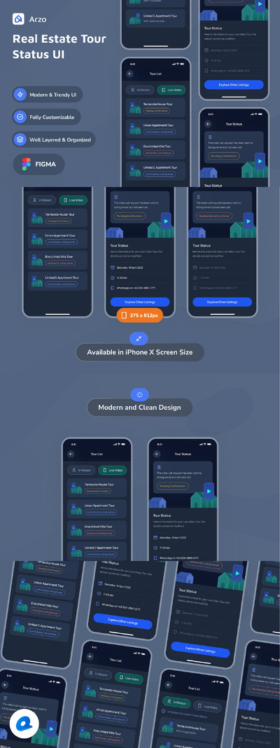 房地产之旅状态应用APP UI KIT (FIG)