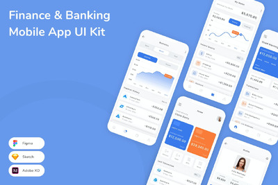 金融和银行移动应用APP UI KIT (SKETCH,FIG,XD)