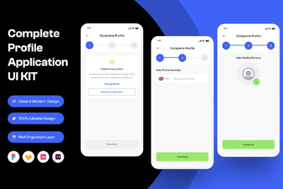 完整的个人资料移动应用APP UI KIT (FIG,SKETCH,XD)